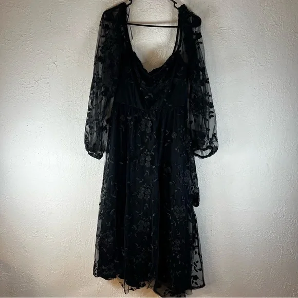 Lulu's Darling Charisma Black Mesh Embroidered Midi Dress - Picture 3 of 15